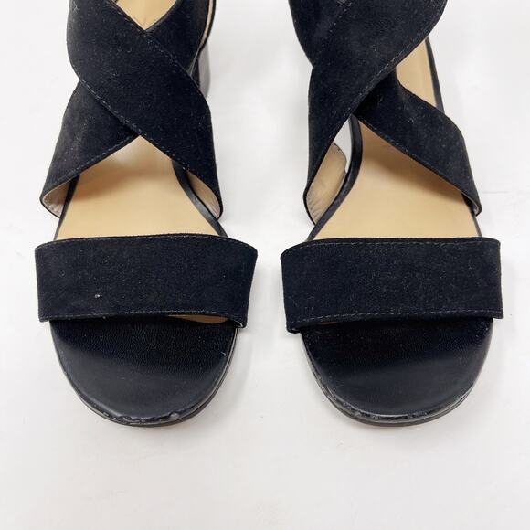 Naturalizer Womens 6.5 Black Faux Suede Alexa Strappy Sandal Chunky Block Heel - Picture 13 of 13